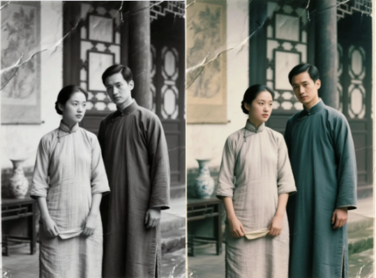 黑白照片AI一键上色，在线自动转成彩色