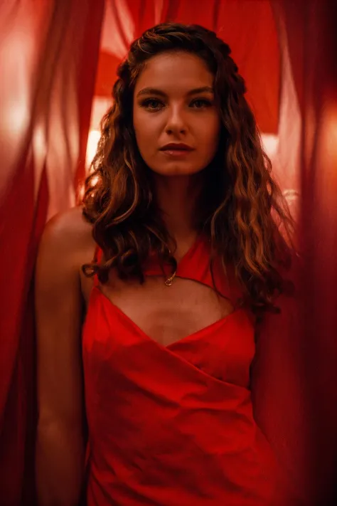 a beautiful pretty woman <lora:Alexa_Davalos_512x768:0.85> among the red fabric swaying in the wind, orange, red, very detailed, hyper photorealistic, f1.2, ultra realistic, realistic skin, ultra detailed, cinematic lighting, photographic, realistic, cinematographic, cinematic lighting, dramatic, film grain, rule of thirds, symmetrical framing, Halfrear Lighting, Backlight   <lora:Scarlet_Sails_ArtStyle_768x1152:0.75>